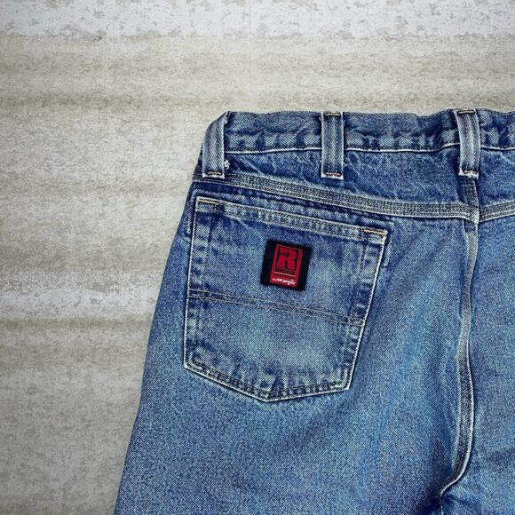 Vintage Y2K Wrangler Riggs Jeans 38x30 Baggy Wide Leg Fit Medium Wash - Picture 3 of 4